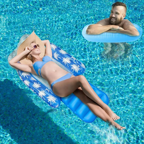 Ifanze Pool Floats, Inflatable Swimming Pool Loungers with Headrest for Pool Storage Toy, Beach Accessories, Water Hammock for Adults, Kids