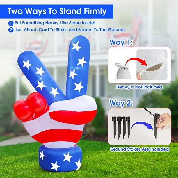 iFanze 5FT Patriotic 4th of July Inflatables, Americana Peace Sign Blow up for Independence Day Home Garden Indoor Outdoor Patriotic Party Decoration