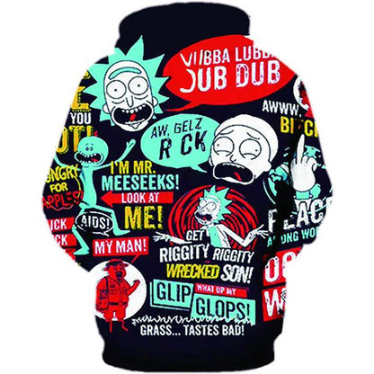 Rick Morty Pullover Hoodie 3D Print Long Sleeve Sweatshirt Baseball Uniform Pullover