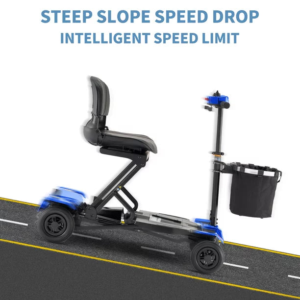 Folding Mobility Scooter 4-Wheel Compact Travel Mobility Scooter w/Basket,Remote & Manual Folding,Electric Power Wheelchair for Seniors Adults Elderly,Blue