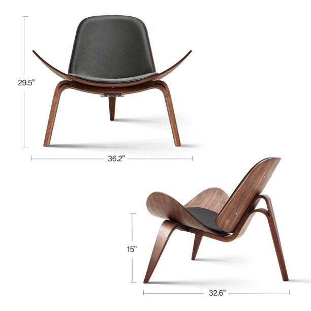 PU Leather Side Chair Mid-Century Shell Chair Modern Lounge Chair Accent Chair Easy to Install