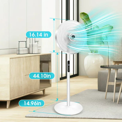 16" Pedestal Remote Control Oscillating Stand Up Fan 9-Hour Timer, 8-Speed, Electric Cooling Fans for Home Office Bedroom Use