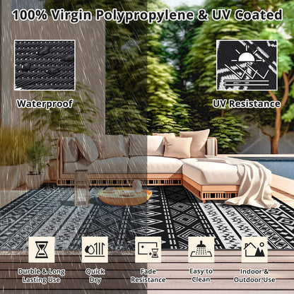 GOTGELIF 6x9 Outdoor Rug Plasti Straw Rug Waterproof PP Tube Woven Picnic Mat for Patio Decor Porch Balcony Picnic Rug