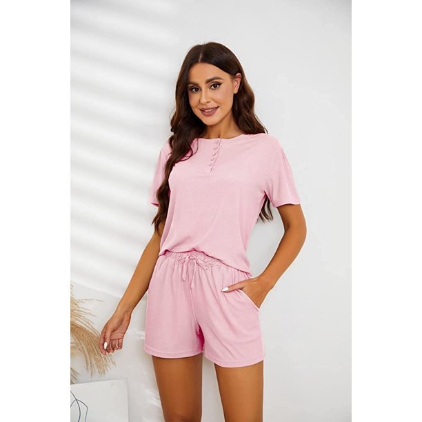 HEARTNICE Pajamas Set for Women, 2 Piece Soft Shorts Lounge Sets Short Sleeve Sleepwear Summer PJ