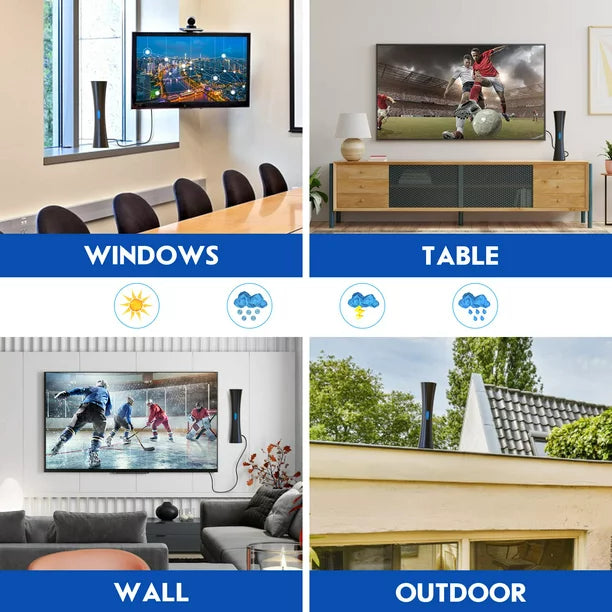Doosl TV Antenna, 550+ Miles Range Indoor Outdoor Digital TV Antenna for Free Channels, Support 4K 1080P for Smart TV Old TV, Wall-Mounted