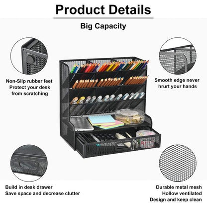 Hometimes Desk Organizer, Multi-Functional Pen Holder,Desktop Stationary Organizer,Cosmetic Storage Rack,Storage Rack for School Home Office Art Supplies
