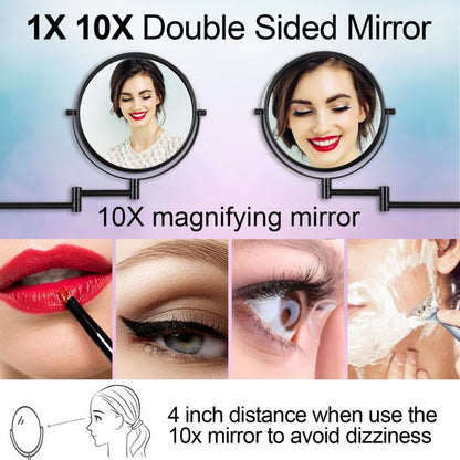Lansi Black Makeup Mirror 10x Magnification, Double-Sided Swivel Mirror Wall Mount, Black Finish