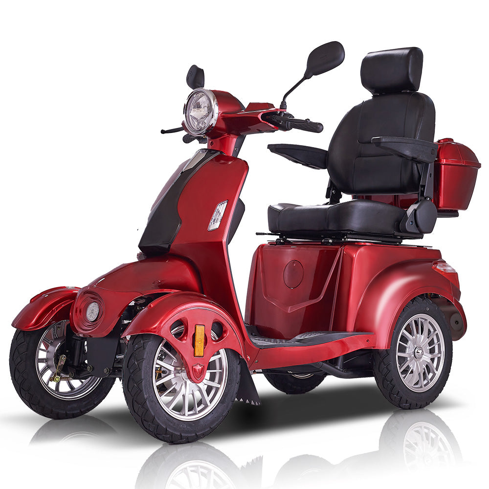 Heavy Duty Mobility Scooters for Seniors & Adults 500lbs Capacity - Electric Powered Wheelchair Device - 800W All Terrain Recreational Mobility Scooter for Travel, Elderly-Full LED Lighting- Red