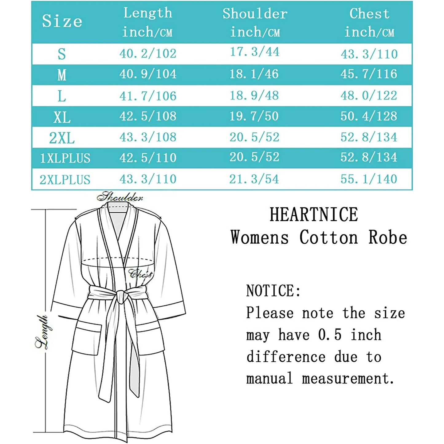 HEARTNICE Womens Robe, Lightweight Blended Cotton Knit Spa Long Bathrobe Soft Kimono 3/4 Sleeve Loungewear,(Grey mel. M)
