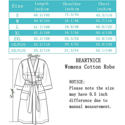 HEARTNICE Womens Robe, Lightweight Blended Cotton Knit Spa Long Bathrobe Soft Kimono 3/4 Sleeve Loungewear,(Grey mel. M)