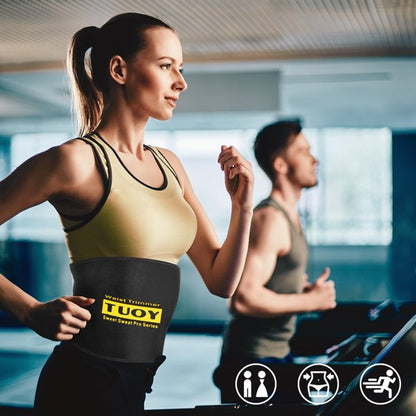 TUOY Waist Trimmer 8-Inch Wide Waist Trainer for Men & Women Adjustable Fit Weight Loss Belt Neoprene