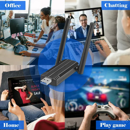 Doosl USB WiFi Adapter for PC, AX1800 USB 3.0 Wireless WiFi 6 Adapter for Desktop PC with 5G/2.4G High Gain Antenna, Drive Free 1800Mbps Dual Band WiFi Dongle, PC WiFi Adapter Only Support Win10/11