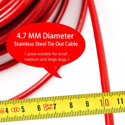 Snagle Paw Dog Tie Out Cable Chain 30FT for Dog Up to 250lbs W/ Spring Dog Runner Lead for Outdoor Camping, Red