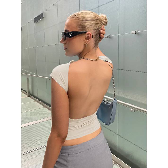 Women's Y2K Backless Short Sleeve Summer Sexy Vest Women's Solid Color Crop Tee