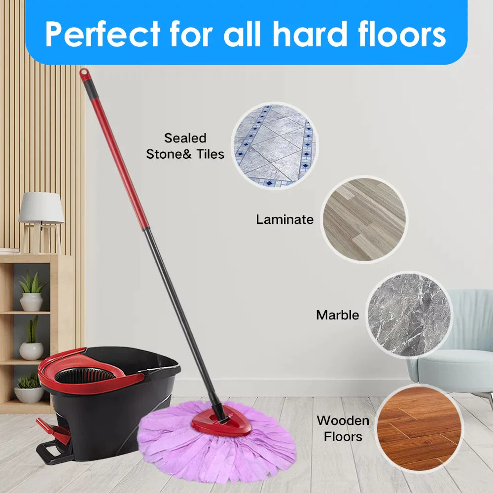 VACUSHOP Microfiber Cloth Mop Replacement Compatible with O-Cedar EasyWring Spin Mop Microfiber Easy Cleaning of Home Floors for 0.8" Diameter Mop Handle，1 base+2 mop