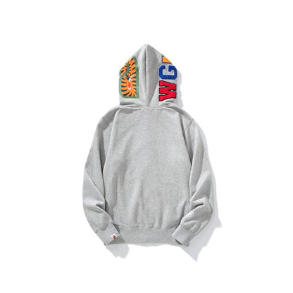 BAPE Shark Cotton Hoodie Street Fashion Camouflage Double Hooded Jacket,WGM grey