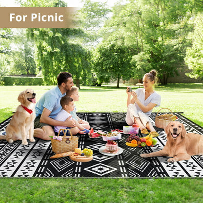 GOTGELIF 9x12 Outdoor Rug Plasti Straw Rug Bohemia Carpet Waterproof PP Tube Woven Portable Mat for RV,Patio Decor,Porch,Balcony,Picnic