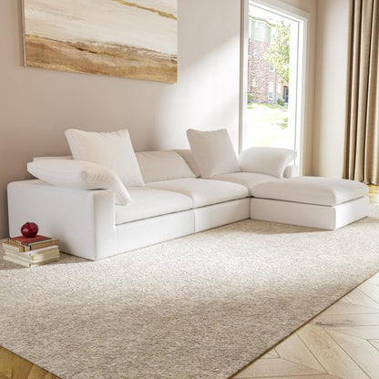 4-Piece Modular Sectional Sofa with Ottoman L-Shape 4-Seater Sofa Couch Modern Chaise Lounge for Living Room Off-white