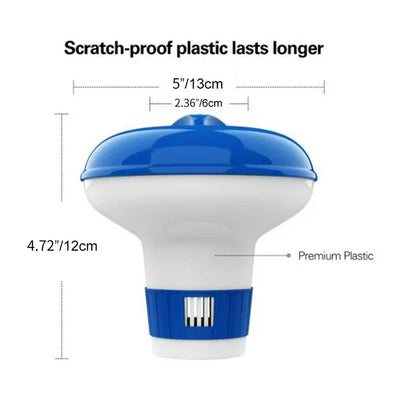 iFanze 5 inch Pool Chlorine Floating Dispenser, Compatible With 1" Chlorine Tablets and Bromine, Blue & White