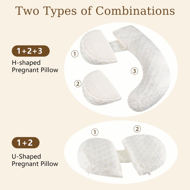 iFanze Pregnancy Pillows for Sleeping, Turkish Probiotic Fabric, White Gold