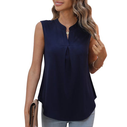 QINCAO Womens Tank Tops V Neck Sleeveless Casual Basic Womens Summer Tops Tunic Blouses,L(12-14)