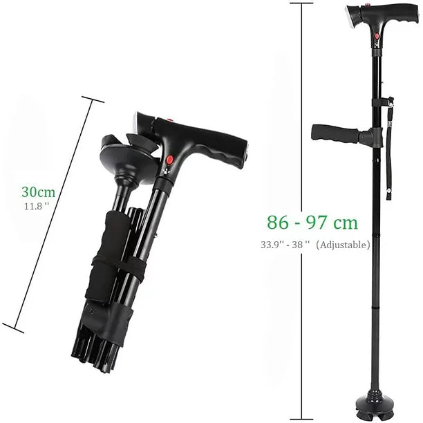 Walking Canes for Men & Women, Folding Canes with LED Flashlight, Fall Alarm, Heavy Duty, Pivot Tip, Foldable Walking Sticks for Seniors & Adults Balance