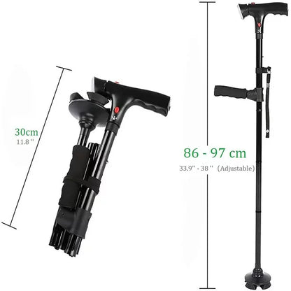 Walking Canes for Men & Women, Folding Canes with LED Flashlight, Fall Alarm, Heavy Duty, Pivot Tip, Foldable Walking Sticks for Seniors & Adults Balance