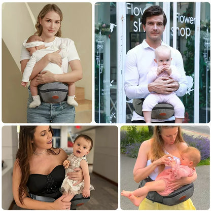 Baby Carrier with Hip Seat, iFanze 6-in-1 All-In-One Ergonomic Baby Carrier Front and Back Baby Sling with Waist Stool and Lumbar Support for Breastfeeding Newborn to Toddler (Gray)