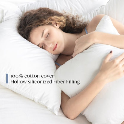 Ashler 100% Pure Cotton Soft Supportive Hypoallergenic Pillow Throw Cover Inserts Stuffer, 18 x 18 Inches, Pack of 2