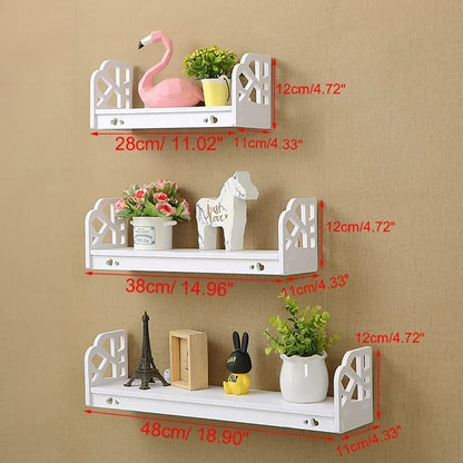 Set of 3 Wall Shelf Retro Floating Wall Shelves Modern Display Shelf Plant Holder Bathroom Storage Shelf for Home Office Bedroom Kitchen Bathroom Decor Gifts White