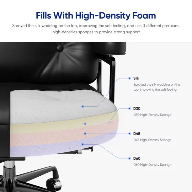 Raffle Pinker Office Chair, Computer Desk Chair Ergonomic Cushion Lumbar Support with Wheels Adjustable Swivel Rolling Home Executive Chair, Black