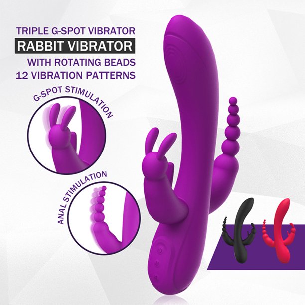 3 In 1 G-spot Rabbit Vibrator 12 Speed Clitoral Stimulator Sex Toys Valentine's Day Gift for Women Adult Toys(Rose Red)