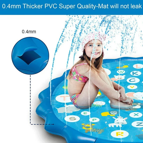 Melliful 68" Splash Pad Sprinkler for Kids, Inflatable Splash Water Pad, Toddler Pool for Wading Swimming and Learning, Outdoor Play Mat Water Toys for Baby Girls Boys Children Pet Dog, Blue