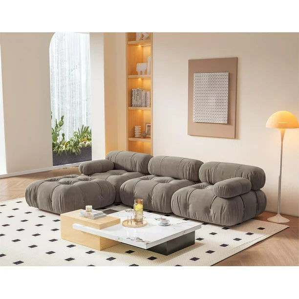 4 Seat Modular Sectional Sofa Couches with Ottoman Reversible Modular Sofa L-Shaped Wide Chaise Lounge for Living Room Bedroom Gray
