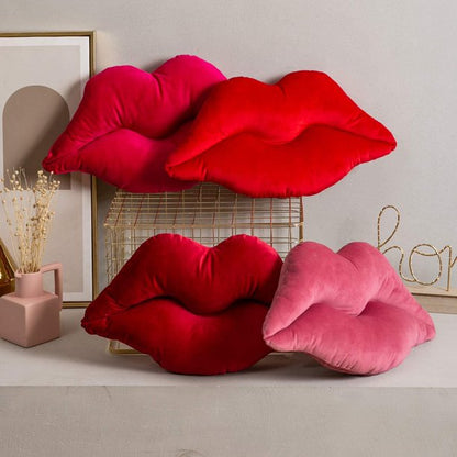 Ashler 3D Lips Soft Velvet valentine's day Decor Throw Pillows for Couch Bed Living Room, Insert Included, New Red, 20 X 11 inches