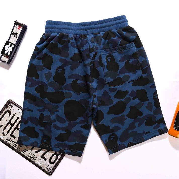 BAPE Shark Cotton Shorts Street Fashion Camouflage Hip Hop Casual Shorts,Blue