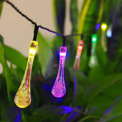 Laighter Solar String Lights, 21 ft 30 LED Water Drop Solar Fairy Waterproof Lights for Garden, Patio, Yard, Home, Parties, 8 Lighting Modes, Multicolor