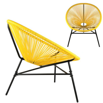 3-Piece All-Weather Woven Wicker Patio Acapulco Bistro Furniture Set Yellow