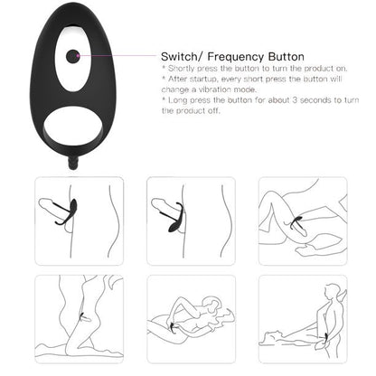 AOPAR Vibrating Penis Ring with Tongue Clitoral Stimulator Couple Ring Wearable Vibrator Anal Beads with 7 Vibration Modes Sex Toys for Women Men Couple, Black