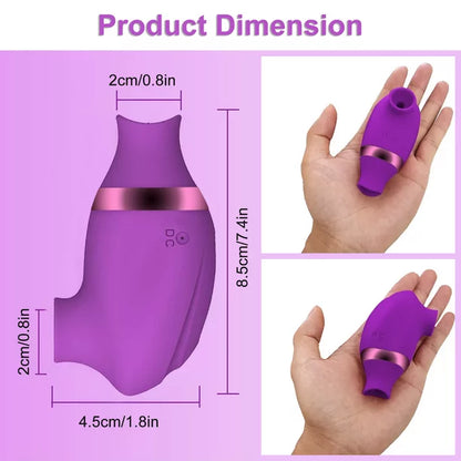 Sucking Licking Vibrator Toy, 2-in-1 Tongue Licking & Clitoral Sucking Nipples Stimulator, 7 Modes Adult Sex Toys for Women Couples