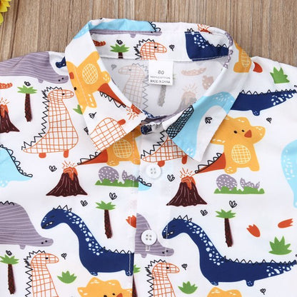 jaweiw Toddler Baby Boy Dinosaur Shortjaweiw Toddler Baby Boy Dinosaur Short Sleeve Button Down Shirt Casual Shorts Set Summer Outfits 1 2 3 4 5 6 Years Clothes