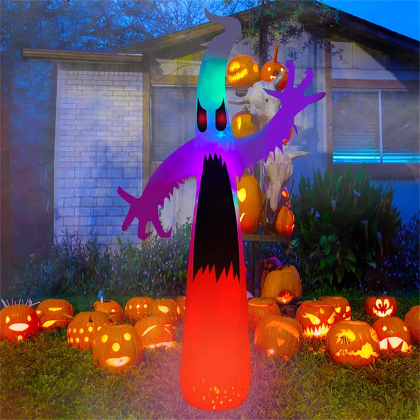 10ft Halloween Inflatables Ghost, Melliful Blow up with Color Changing LED Lights