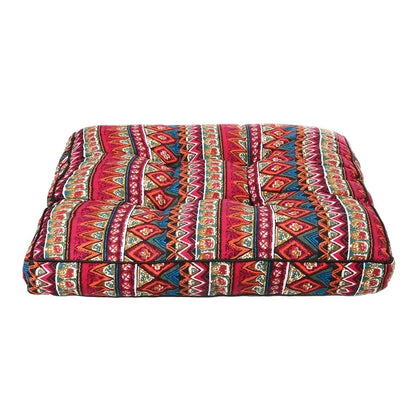 1PC Bohemian Outdoor Patio Chair Seat Pads, Square Floor Pillow, Kitchen Chair Seat Cushion Pads, Meditation Yoga Seating Cushion for Home Kitchen/Office/Garden Patio, 19.7" x 19.7" x 3.9"