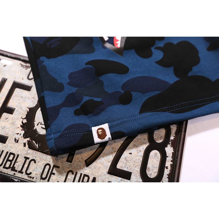 BAPE Shark Cotton Shorts Street Fashion Camouflage Hip Hop Casual Shorts,Blue