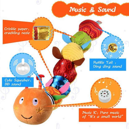 Baby Toy Musical Caterpillar Multicolor Infant Toy Crinkle Rattle Soft with Ruler Design, Bells and Rattle Educational Einsteins Toy Sensory Toddler Toy Toy for Newborn Boys Girls 0 3 6 12+Months