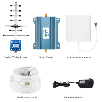 HJCINTL Cell Phone Booster for Home for Verizon AT&T | Up to 5,000 Sq Ft | Boost 4G LTE 5G Signal on Band 12/13/17 | 65dB Dual Band Cell Phone Signal Booster with High Gain Antennas | FCC Approved