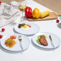 Melamine Dinner Plates - 12pcs 9inch Dinnerware Dishes Set for Indoor and Outdoor Use, Break-resistant, White