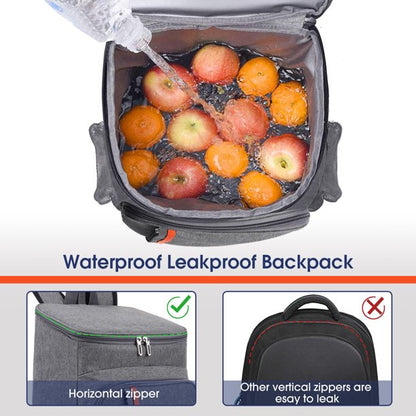 24 Can Backpack Cooler, Soft Sided Cooler Backpack, Insulated Leak Proof Waterproof Thermal Bag, Portable Lightweight Lunch Backpack for Travel Camping Office, Gray