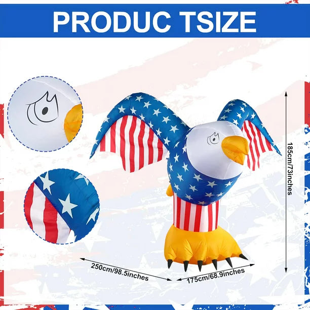 Melliful 6FT Patriotic 4th of July Inflatables, American Bald Eagle Blow up for Independence Day Decoration
