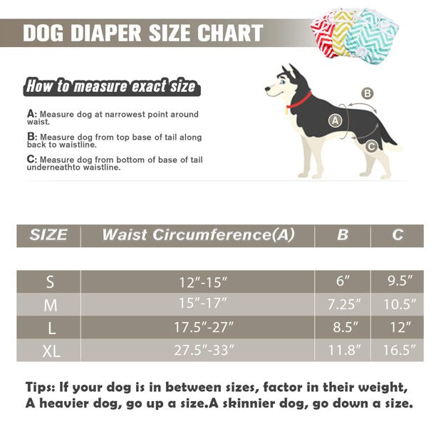 Snagle Paw Female Dog Diapers, 3ct Washable for Doggie Doggy Diapers, Reusable Pet Diapers for Female Dogs